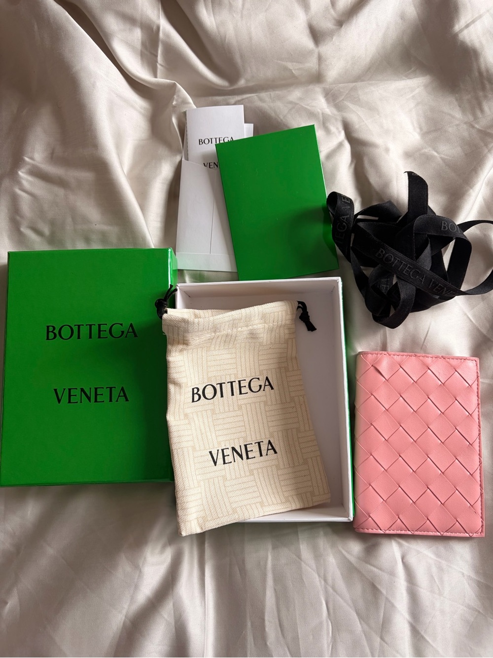 Bottega Veneta Pink Intrecciato Leather Card Case